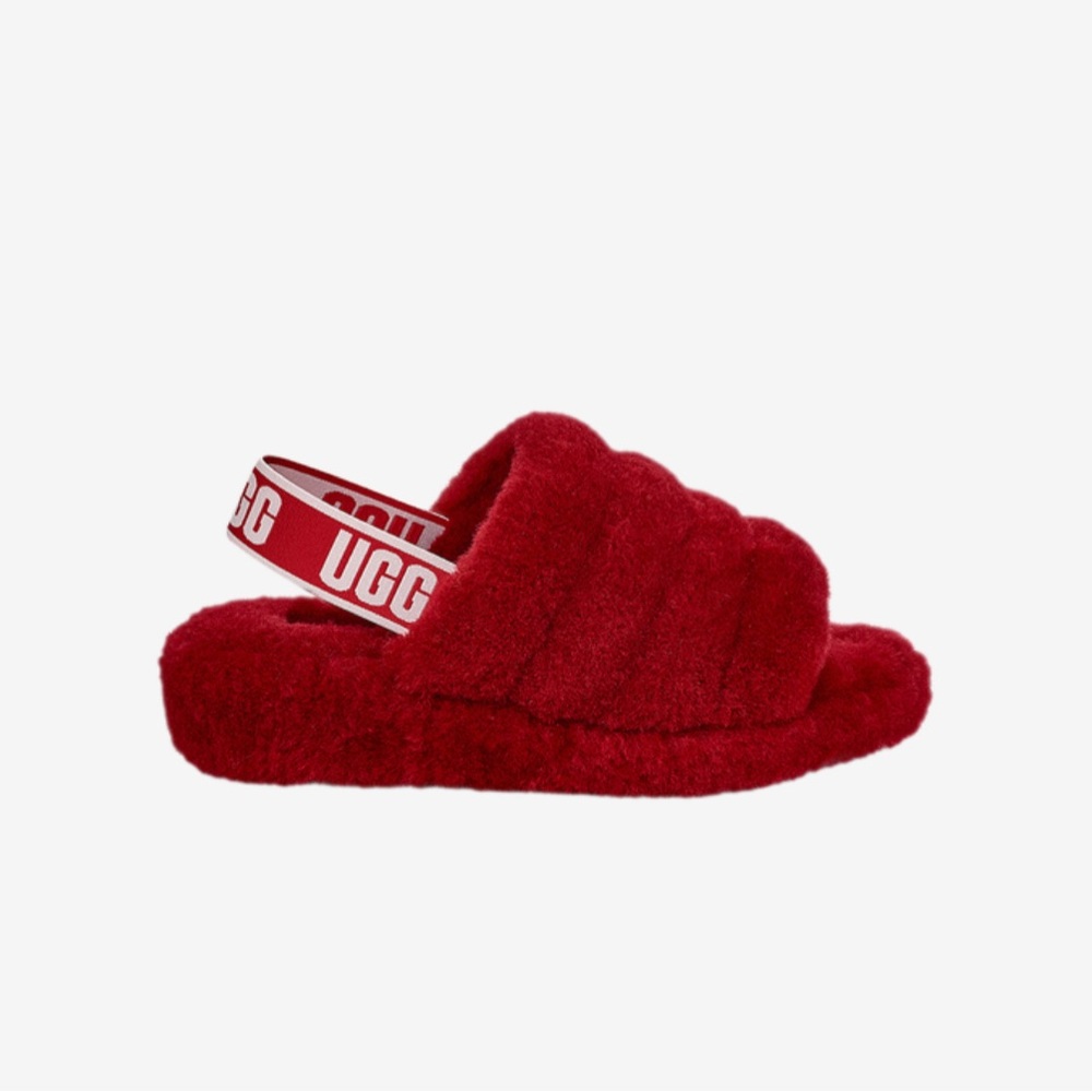 Fluff Yeah Red Ugg Slides